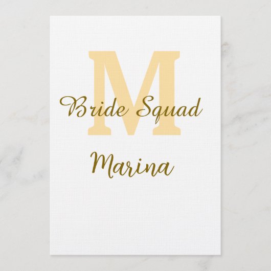 Bride squad monogram golden bridal shower simple  einladung (Vorderseite)