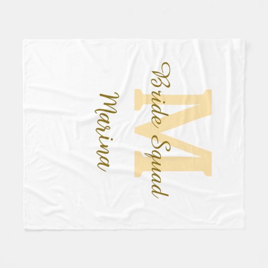 Bride squad monogram golden bridal shower simple fleecedecke (Vorderseite (Horizontal))
