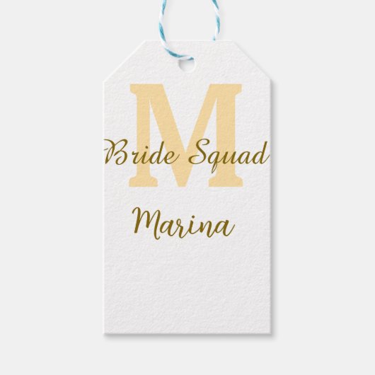 Bride squad monogram golden bridal shower simple geschenkanhänger (Vorderseite)