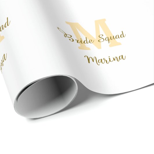 Bride squad monogram golden bridal shower simple geschenkpapier (Rolleneckpunkt)