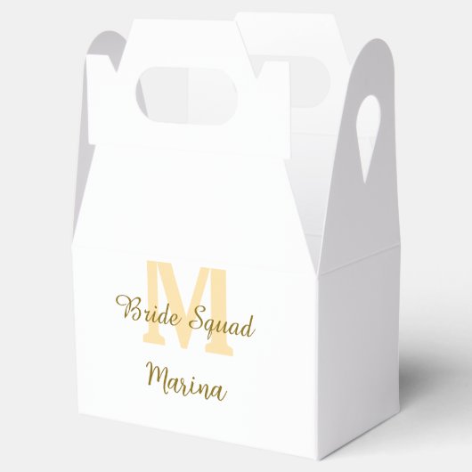 Bride squad monogram golden bridal shower simple geschenkschachtel (Geöffnet)