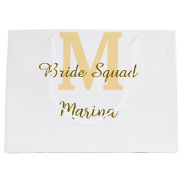 Bride squad monogram golden bridal shower simple  große geschenktüte