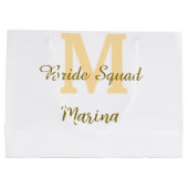 Bride squad monogram golden bridal shower simple große geschenktüte (Rückseite)