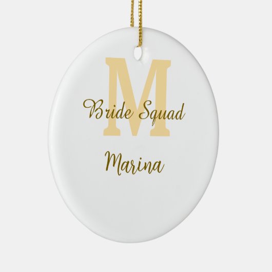 Bride squad monogram golden bridal shower simple keramik ornament (Rechts)