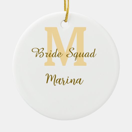 Bride squad monogram golden bridal shower simple keramik ornament (Vorne)