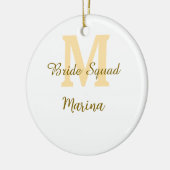 Bride squad monogram golden bridal shower simple keramik ornament (Links)