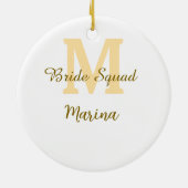 Bride squad monogram golden bridal shower simple keramik ornament (Hinten)