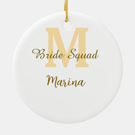 Bride squad monogram golden bridal shower simple keramik ornament (Hinten)