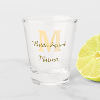 Bride squad monogram golden bridal shower simple schnapsglas