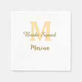 Bride squad monogram golden bridal shower simple serviette (Vorderseite)