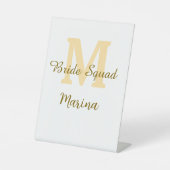 Bride squad monogram golden bridal shower simple sockelschild (Vorderseite)
