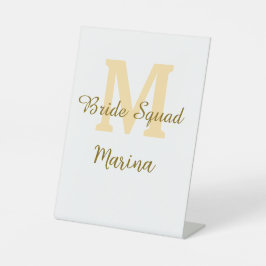Bride squad monogram golden bridal shower simple  sockelschild