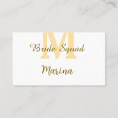 Bride squad monogram golden bridal shower simple visitenkarte (Rückseite)