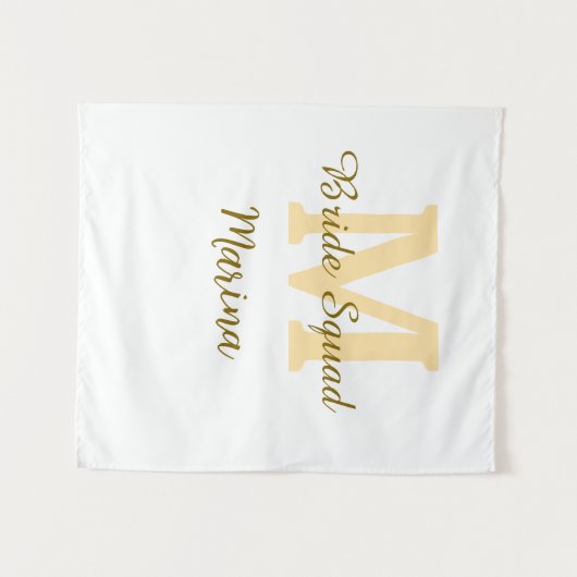 Bride squad monogram golden bridal shower simple  wandteppich (Vorderseite (Horizontal))