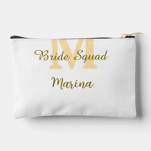 Bride squad monogram golden bridal shower simple zubehörtasche (Rückseite)