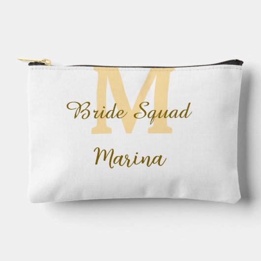 Bride squad monogram golden bridal shower simple zubehörtasche (Vorderseite)