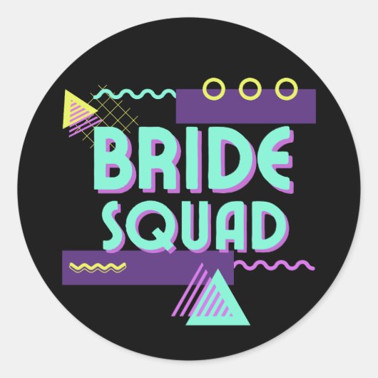 Bride Squad Personalisiert 90er Bachelorette Butto Runder Aufkleber (Vorderseite)