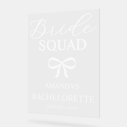Bride Squad Personalized Bachelorette Welcome Acrylschild (Winkel)