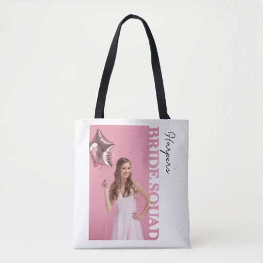 Bride Squad Photo Tote Bag |personalised Hen Party Tasche (Vorderseite)