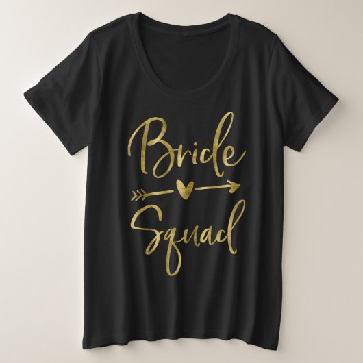 Bride Squad Plus-Größe VNeck Imitate Gold Script A Große Größe T-Shirt (Design vorne)