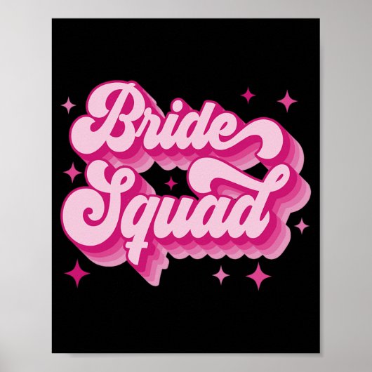 Bride Squad Retro Wedding Brautparty Bachelorett Poster (Vorne)