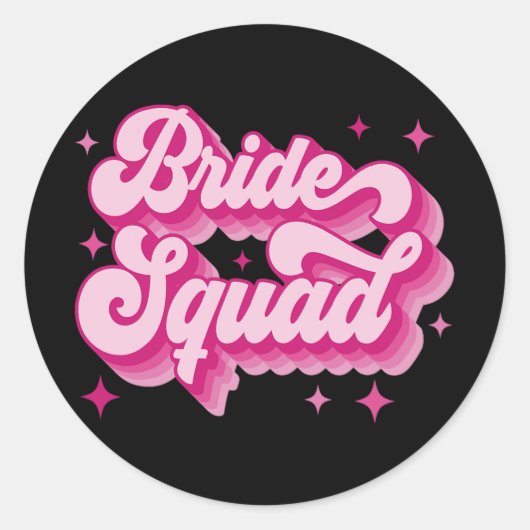 Bride Squad Retro Wedding Brautparty Bachelorett Runder Aufkleber (Vorderseite)