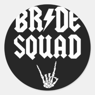 Bride Squad Rock'n'Roll Gothic Halloween Bachelore Runder Aufkleber