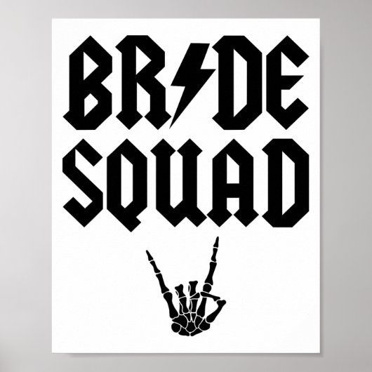 Bride Squad Rock'n'Roll Skeleton Hand Halloween Ba Poster (Vorne)