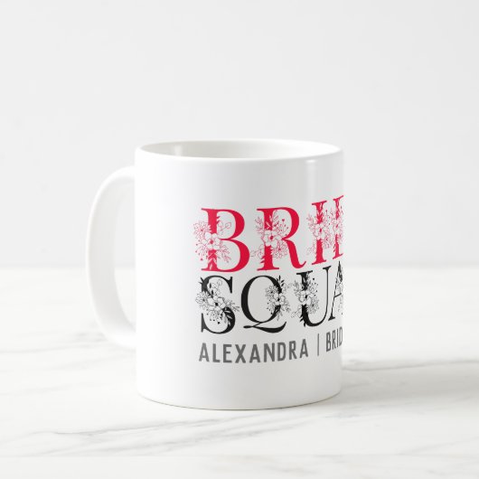 Bride Squad | Rosa Junggeselinnen-Abschied Bridesm Kaffeetasse (Vorderseite Links)