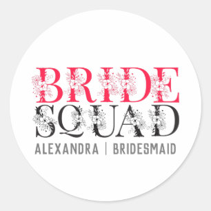 Bride Squad   Rosa Junggeselinnen-Abschied Bridesm Runder Aufkleber
