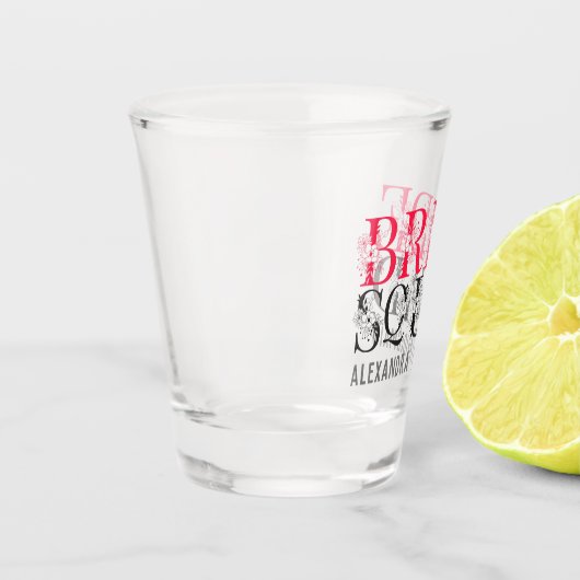 Bride Squad | Rosa Junggeselinnen-Abschied Bridesm Schnapsglas (Links)