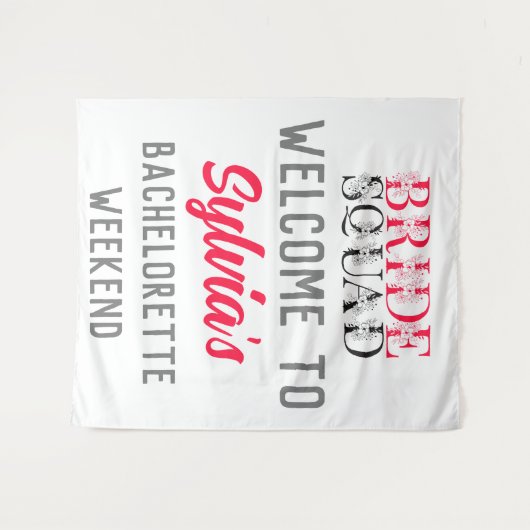 Bride Squad | Rosa Junggeselinnen-Abschied Bridesm Wandteppich (Vorderseite (Horizontal))