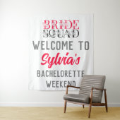 Bride Squad | Rosa Junggeselinnen-Abschied Bridesm Wandteppich (Beispiel)