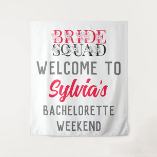 Bride Squad Rosa Junggeselinnen-Abschied Bridesm Wandteppich