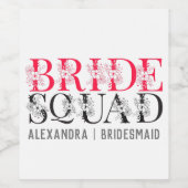 Bride Squad | Rosa Junggeselinnen-Abschied Bridesm Weinetikett (Einzelnes Label)