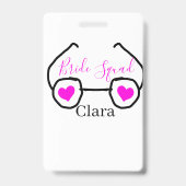 Bride Squad rosa schwarze Brille Herz Brautjungfra Ausweis (Rückseite)