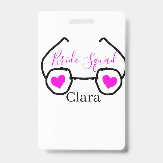 Bride Squad rosa schwarze Brille Herz Brautjungfra Ausweis (Vorderseite)