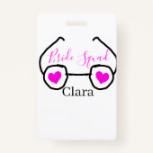 Bride Squad rosa schwarze Brille Herz Brautjungfra Ausweis (Rückseite)