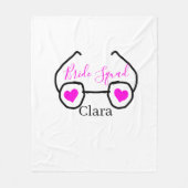 Bride Squad rosa schwarze Brille Herz Brautjungfra Fleecedecke (Vorderseite)