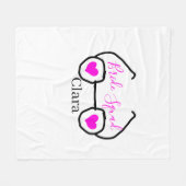Bride Squad rosa schwarze Brille Herz Brautjungfra Fleecedecke (Vorderseite (Horizontal))