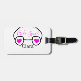 Bride Squad rosa schwarze Brille Herz Brautjungfra Gepäckanhänger