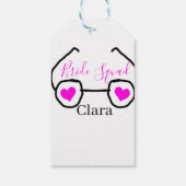 Bride Squad rosa schwarze Brille Herz Brautjungfra Geschenkanhänger (Rückseite)