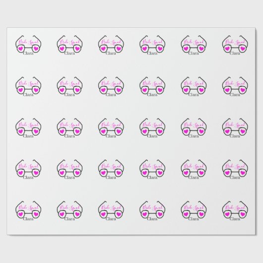 Bride Squad rosa schwarze Brille Herz Brautjungfra Geschenkpapier (Flach)