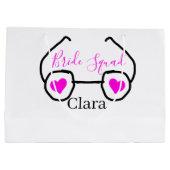 Bride Squad rosa schwarze Brille Herz Brautjungfra Große Geschenktüte (Rückseite)