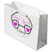 Bride Squad rosa schwarze Brille Herz Brautjungfra Große Geschenktüte (Rückseite Schrägansicht)