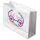 Bride Squad rosa schwarze Brille Herz Brautjungfra Große Geschenktüte (Vorderseite Schrägansicht)