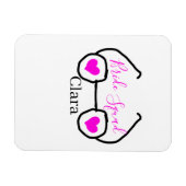 Bride Squad rosa schwarze Brille Herz Brautjungfra Magnet (Horizontal)