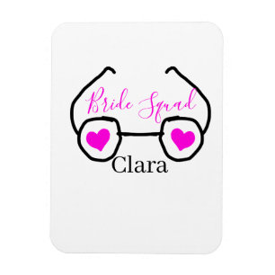 Bride Squad rosa schwarze Brille Herz Brautjungfra Magnet