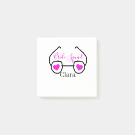 Bride Squad rosa schwarze Brille Herz Brautjungfra Post-it Klebezettel