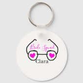 Bride Squad rosa schwarze Brille Herz Brautjungfra Schlüsselanhänger (Rückseite)